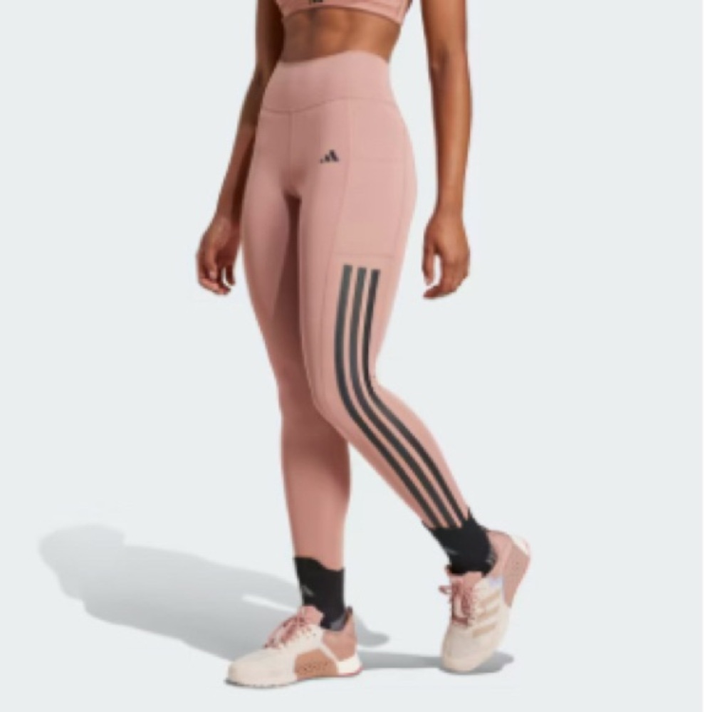 Adidas Women's Blush Leggings with Black Stripes